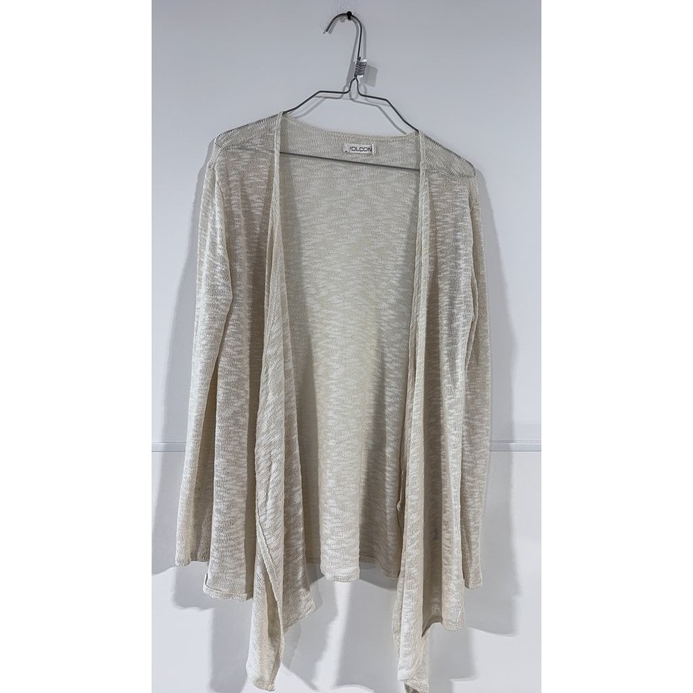 Volcom Beige Open Front Cardigan Womens Medium Casual Lightweight Draped Knit